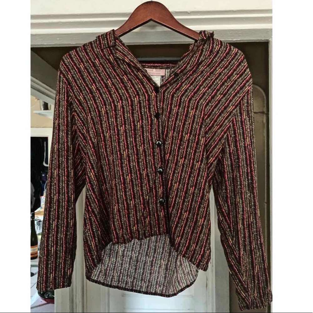 Vintage Pattern Blouse with Shoulder Pads